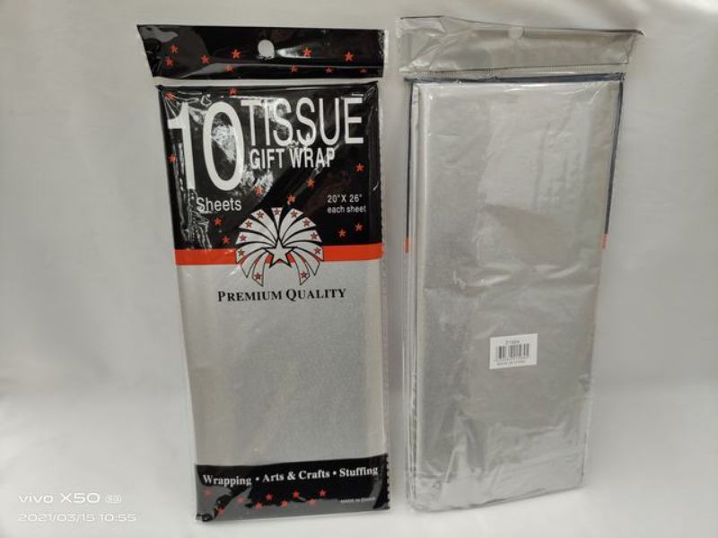 Tissue Gift Wrap - Silver 66cm (12 Packs)