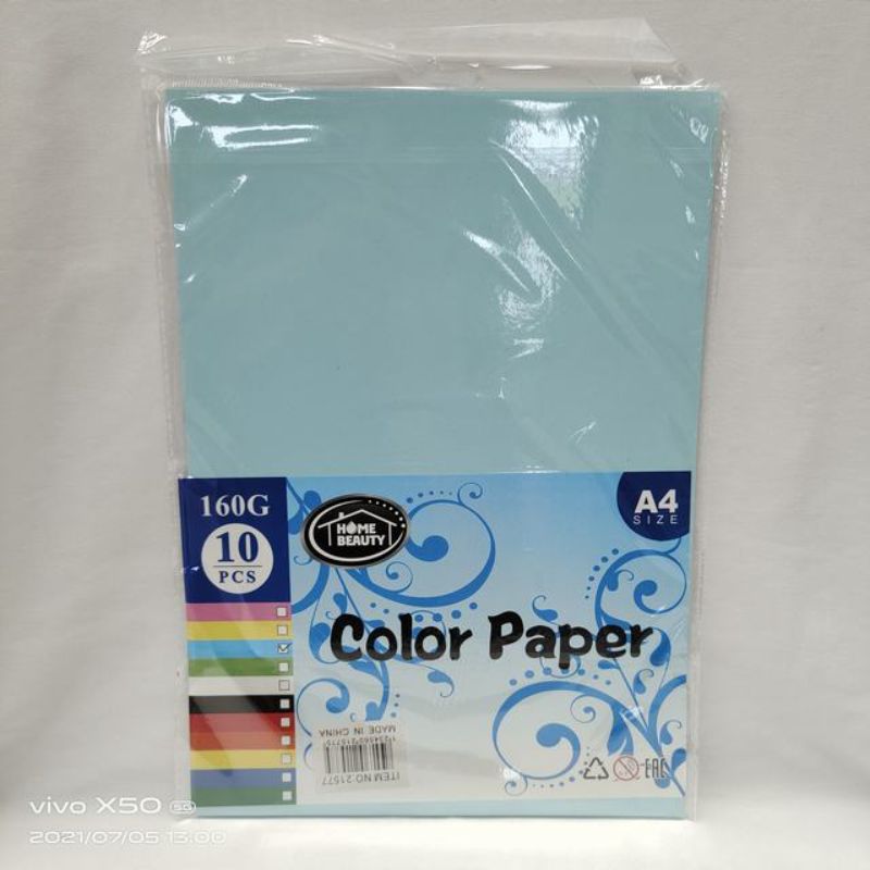 Colour Paper - A4 Blue 160G 10pc Pack (12 Packs)