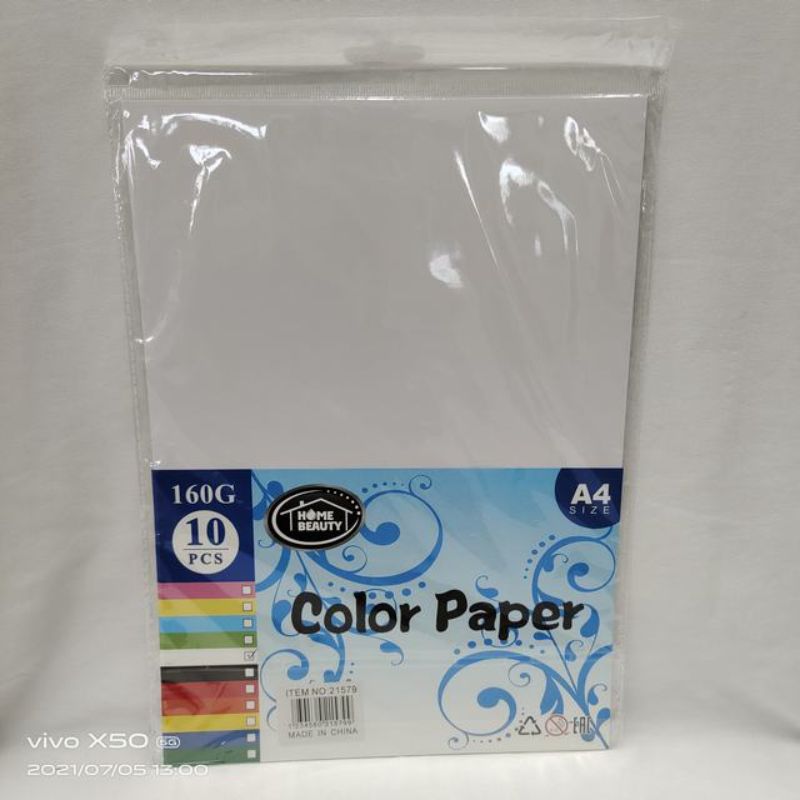Colour Paper - A4 White 160G 10pc Pack (12 Packs)