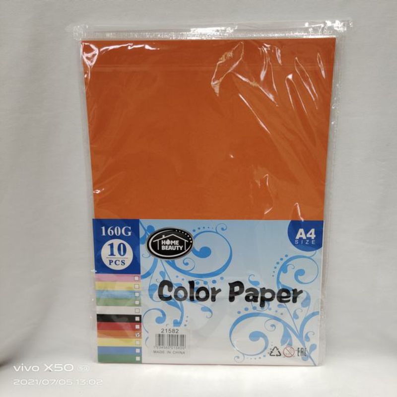 Colour Paper - A4 Orange 160G 10pc Pack (12 Packs)