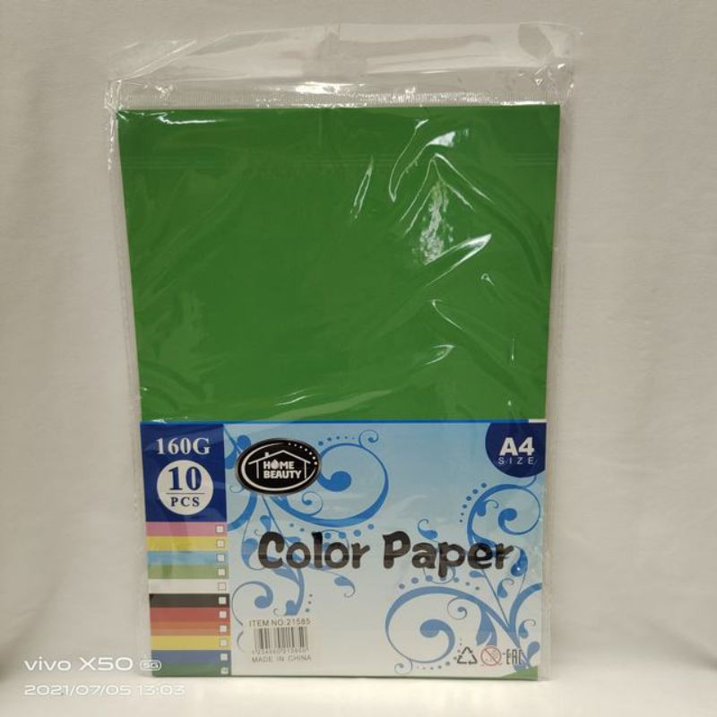 Colour Paper - A4 Green 160G 10pc Pack (12 Packs)