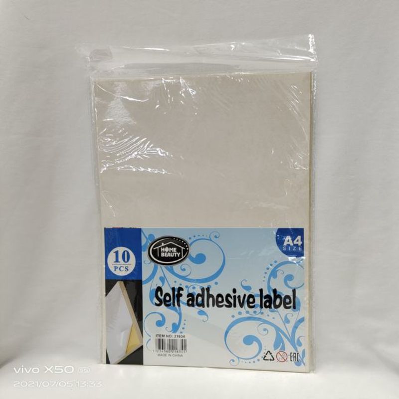 Self Adhesive Label - A4 White 10pc Pack (12 Packs)