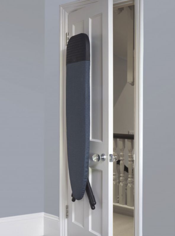 Joseph Joseph Glide Plus Easy-store Ironing Board in Black/Blue, compact design, adjustable height, and mess-free ironing features.