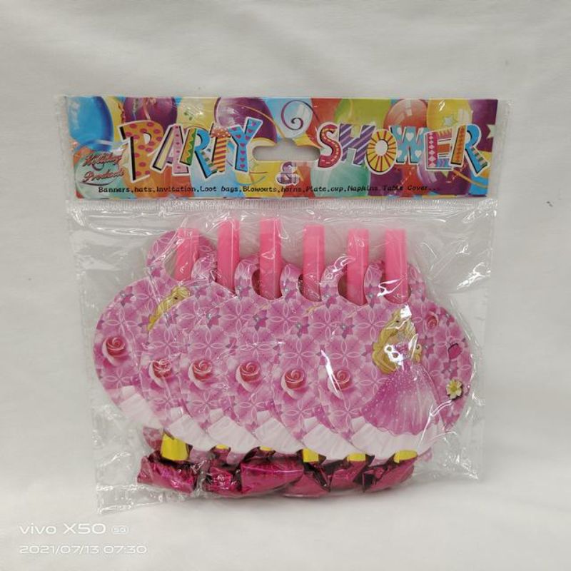 Party Toy - Pink 2 Blow Dragon Whistle Rolls (12 Packs)