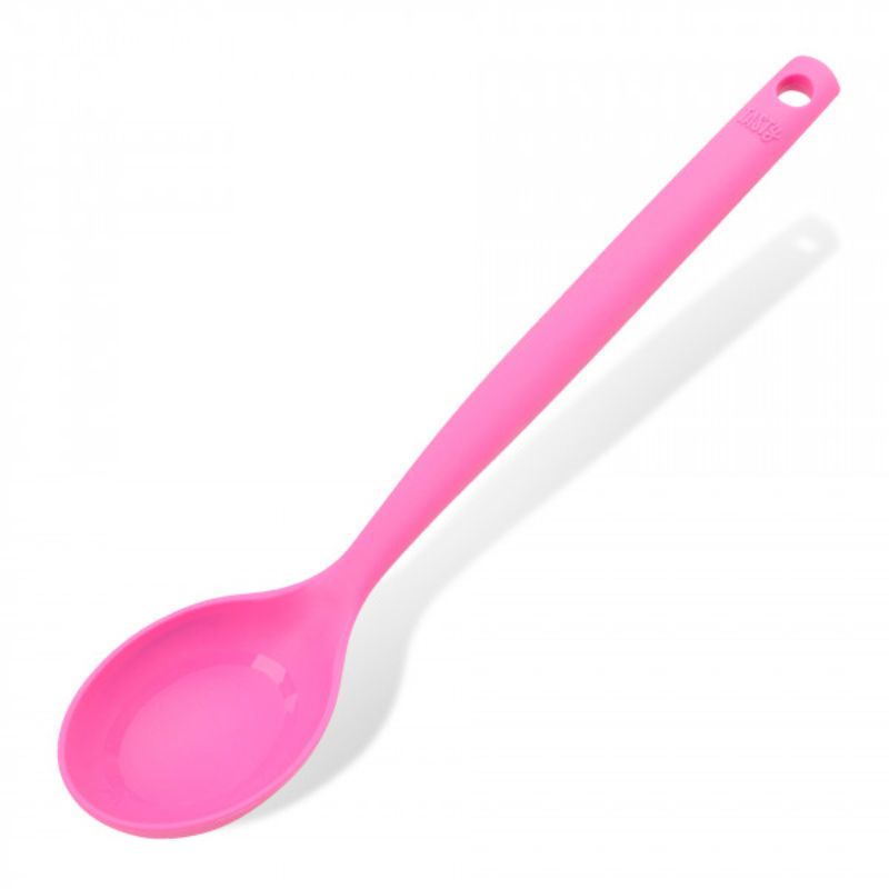 Tasty Silicone Spoon: heat-resistant, ergonomic design for cooking and serving, scratch-free for non-stick pots, dishwasher safe.