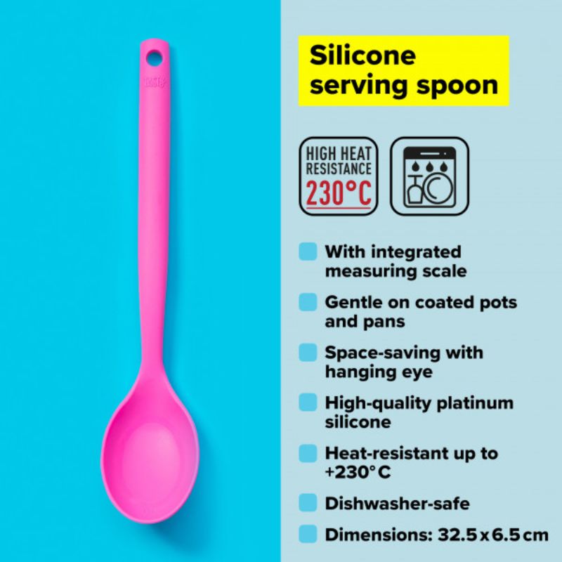 Tasty Silicone Spoon: heat-resistant, ergonomic design, scratch-free, easy cleanup, perfect for cooking and serving.