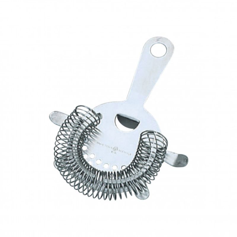 Hawthorn stainless steel bar strainer for smooth cocktail pours; ergonomic handle, compact, durable design.
