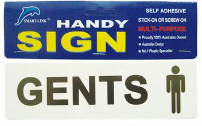 Plastic Sign GENTS White/Black (Set of 12)