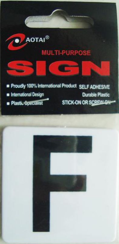 Plastic Sign - F (Set of 12)