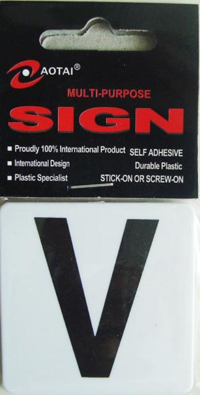 Plastic Sign - V (Set of 12)
