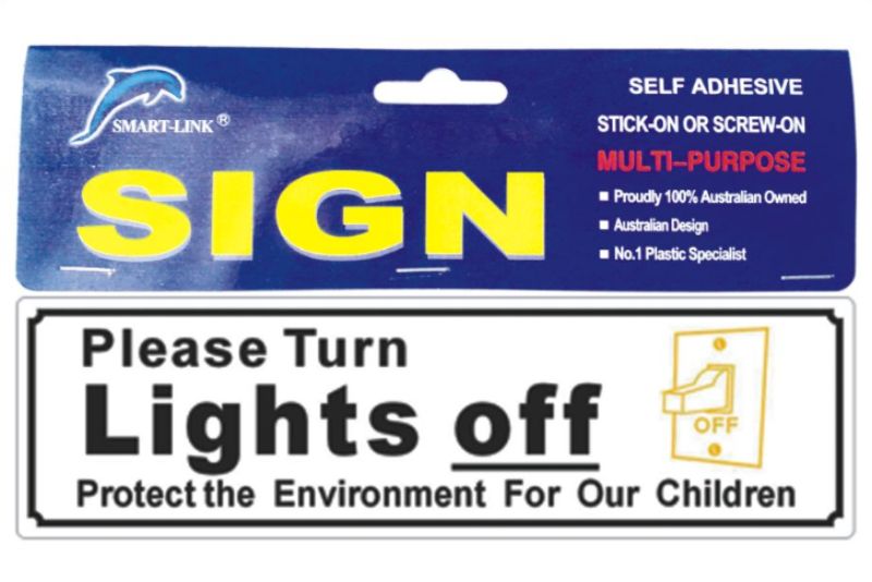 Plastic Sign - Please Turn Lights Off (Set of 6)