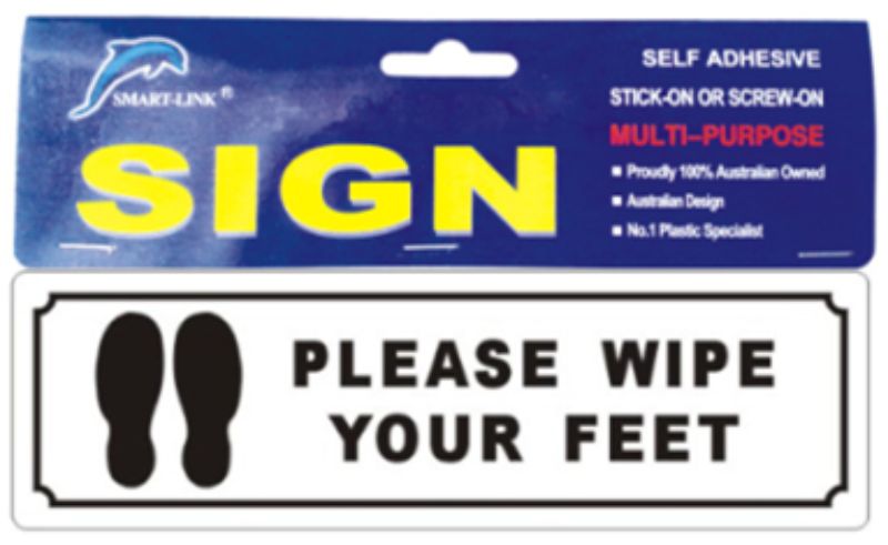 Plastic Sign - PLEASE WIPE YOUR FEET (Set of 6)