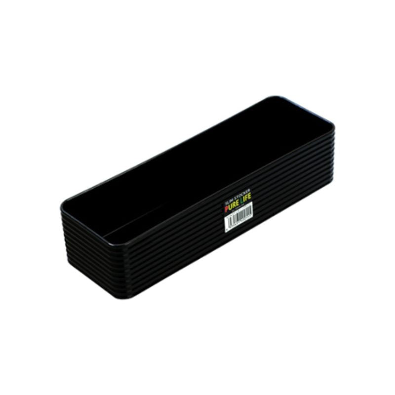 Slim Stocker Container - Black 23.8cm (Set of 10)