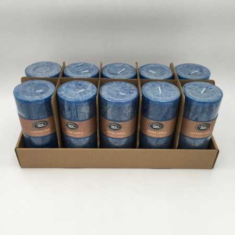 Scented Candle - Rustic Royal Blue 7 x 15cm (Set of 10)