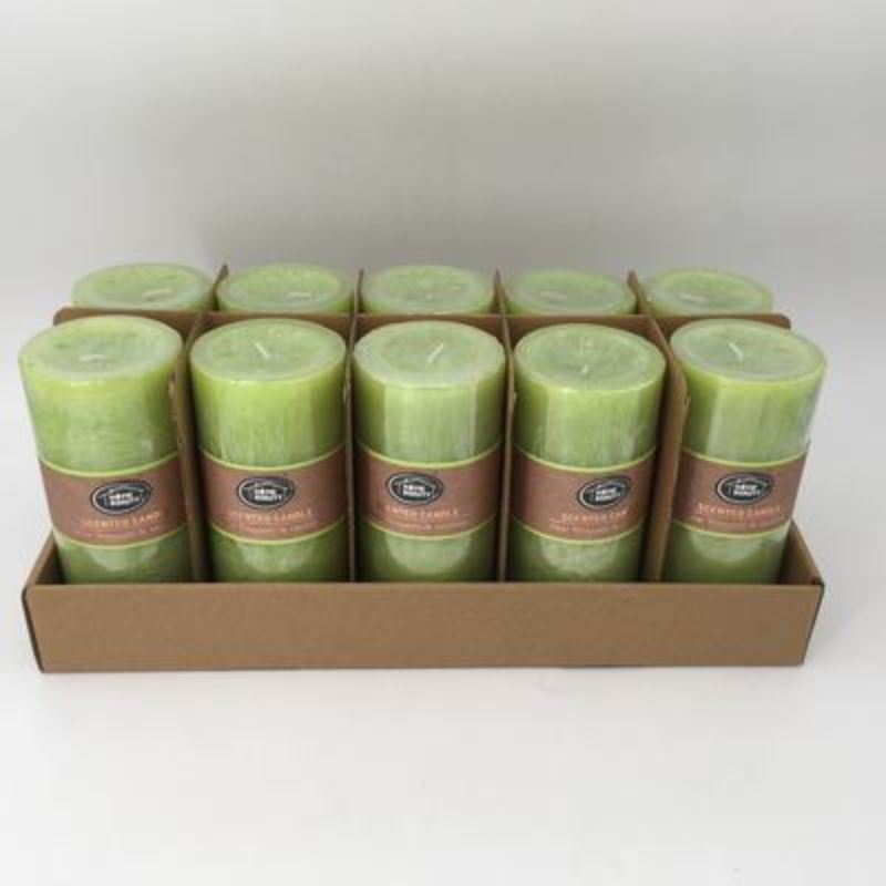 Scented Candle - Rustic Lime Green 7 x 15cm (Set of 10)