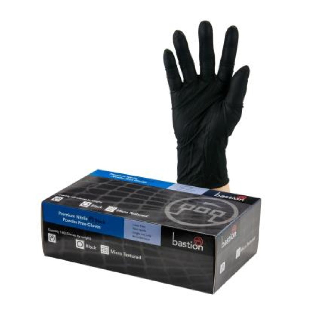 Glove Nitrile Powder Free Black Large - Bastion (100PC)