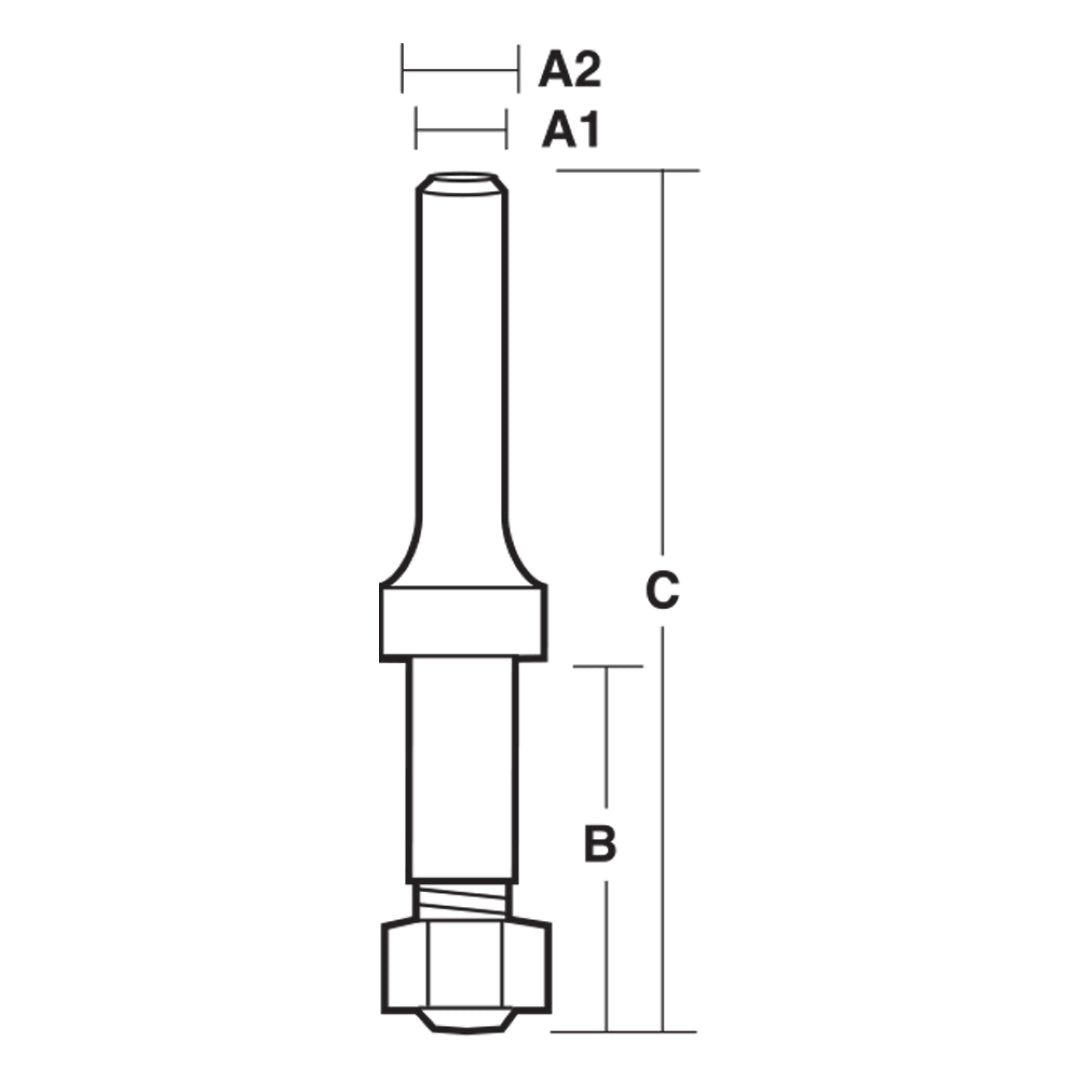 CARBITOOL Arbor (1/4" x 60mm) for precision woodworking, compatible with various router cutters and bits.