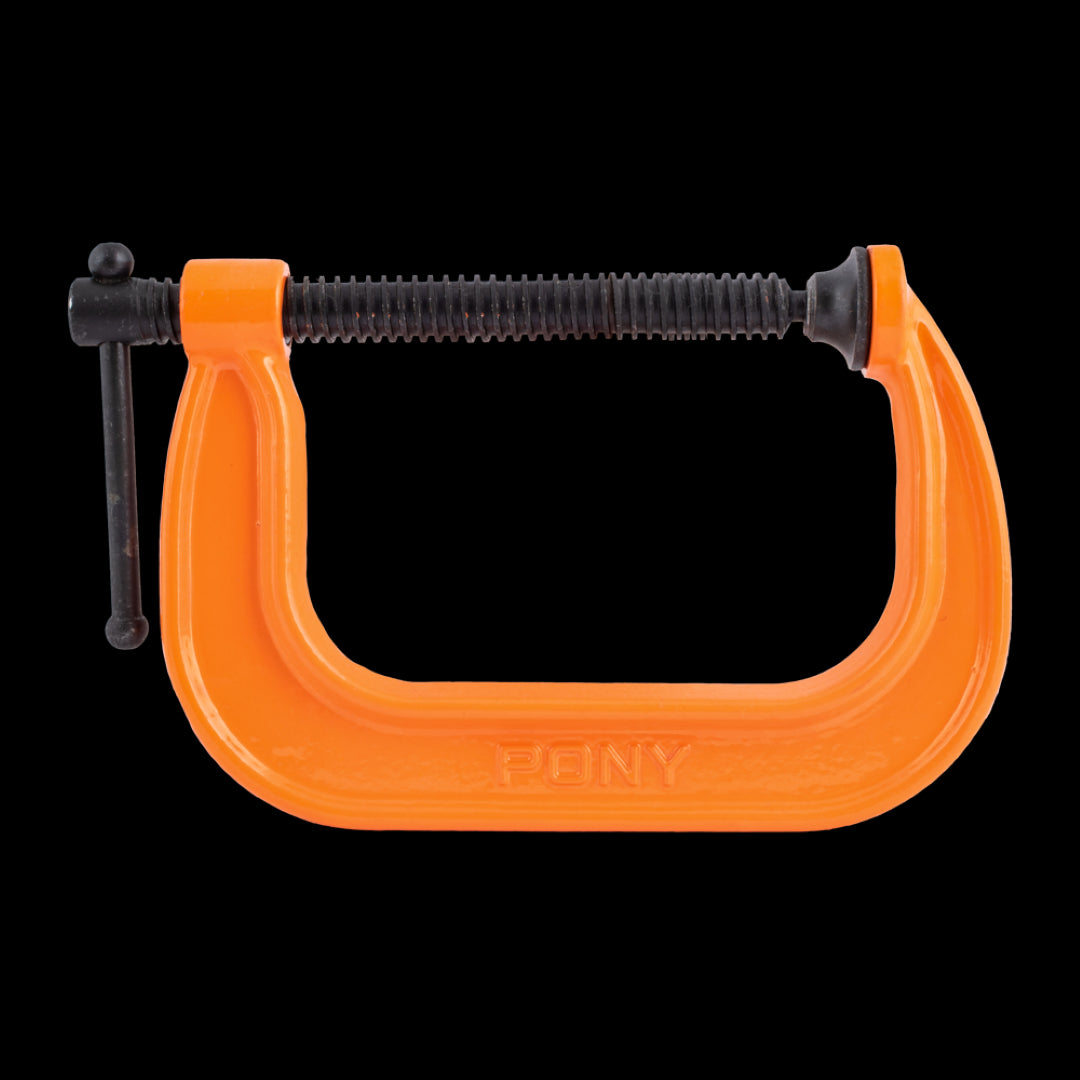 PONY JORGENSEN 100mm Classic Light-Duty C-Clamp, durable ductile iron with 544kg clamping force, ideal for woodworking and DIY projects.