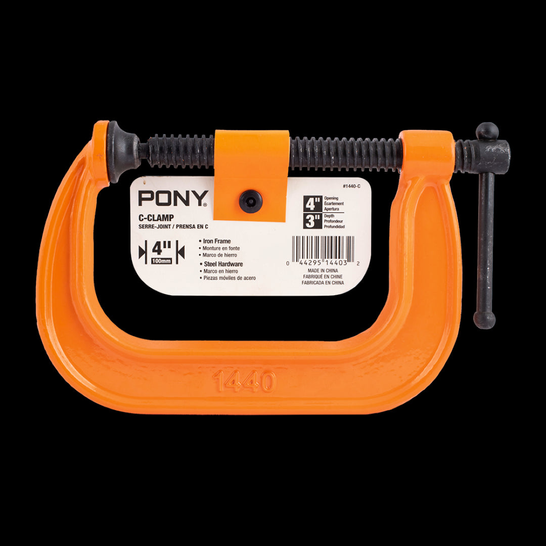 PONY JORGENSEN 100mm Classic Light-Duty C-Clamp features durable ductile iron construction and strong clamping force for projects.