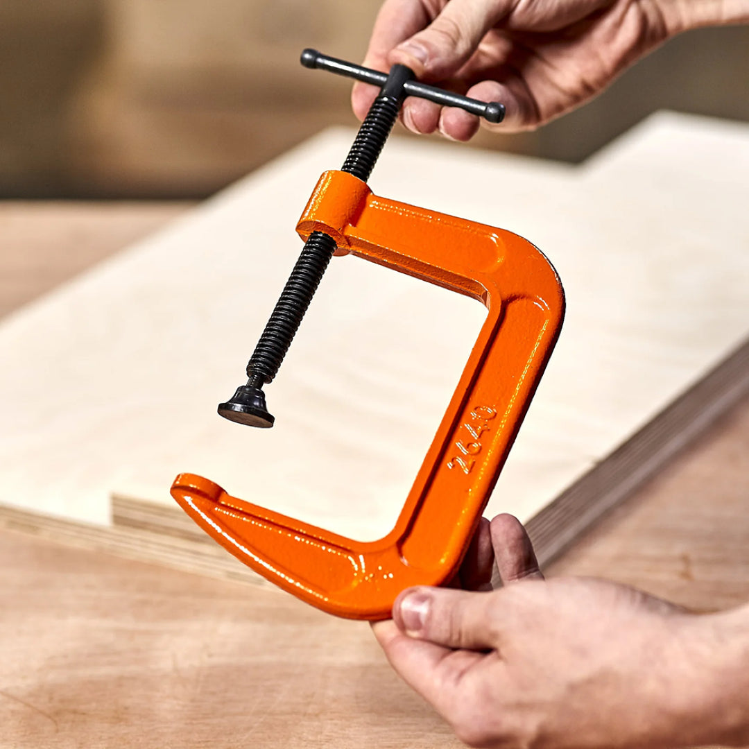 PONY JORGENSEN 100mm Classic Light-Duty C-Clamp showcasing robust ductile iron construction and strong clamping force for versatile use.