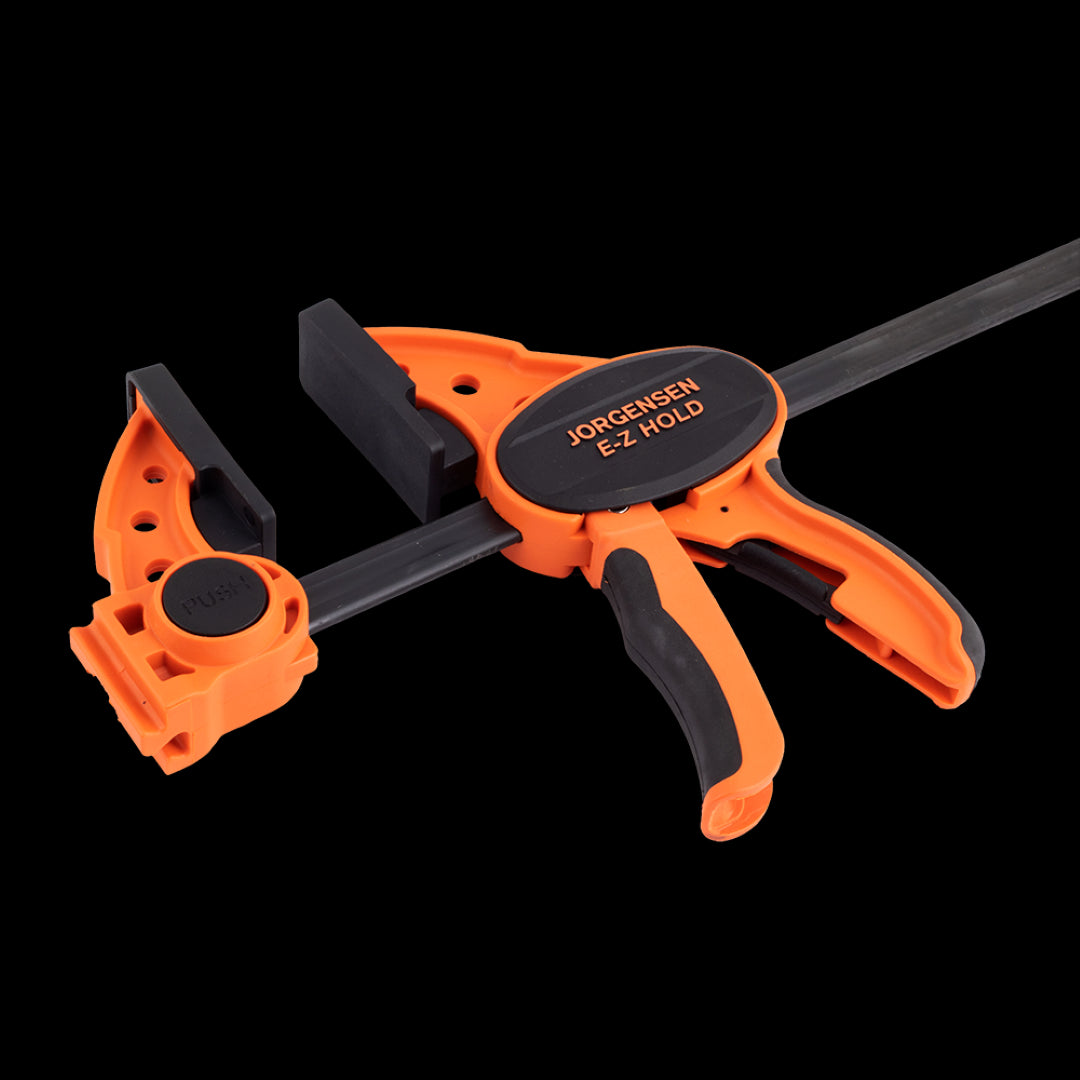 PONY JORGENSEN 450mm Expandable Bar Clamp with ergonomic grip, quick-release lever, and dual-clamp capacity for versatile woodworking.