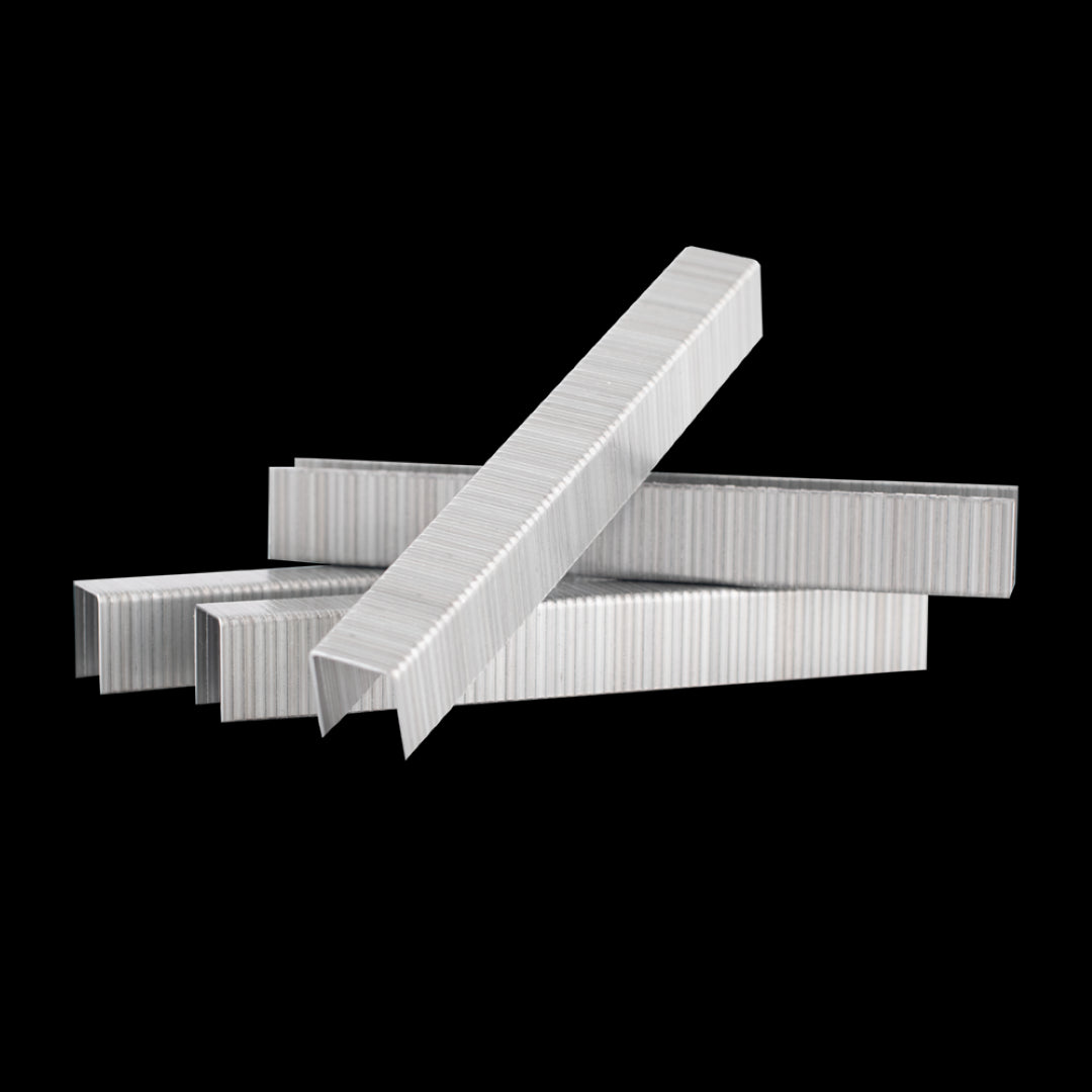 APEXON 12mm heavy-duty staples in durable case, designed for tough jobs, includes 1850 staples with belt clip.