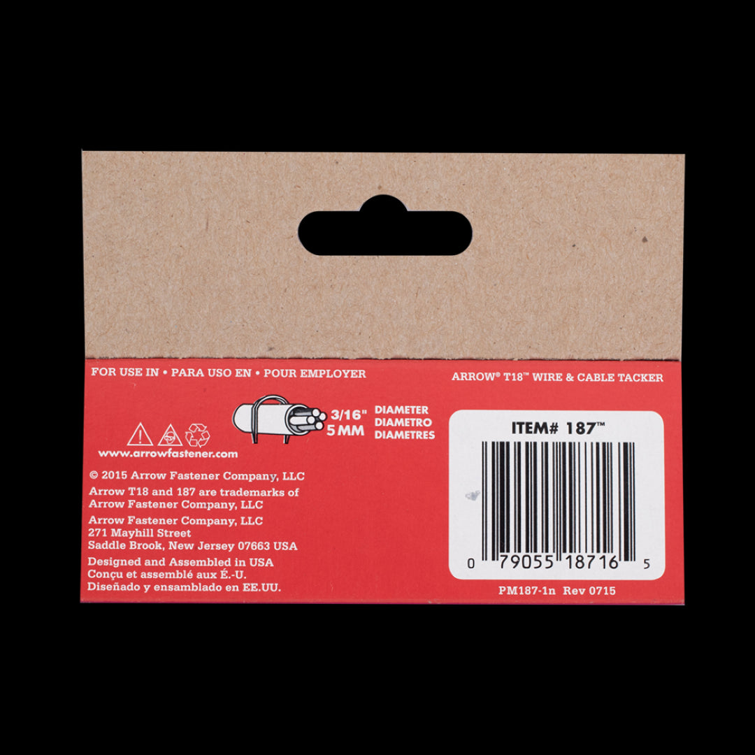 ARROW T18 11mm Staples, strong steel staples for securing cables, compatible with leading tools, pack of 1000.