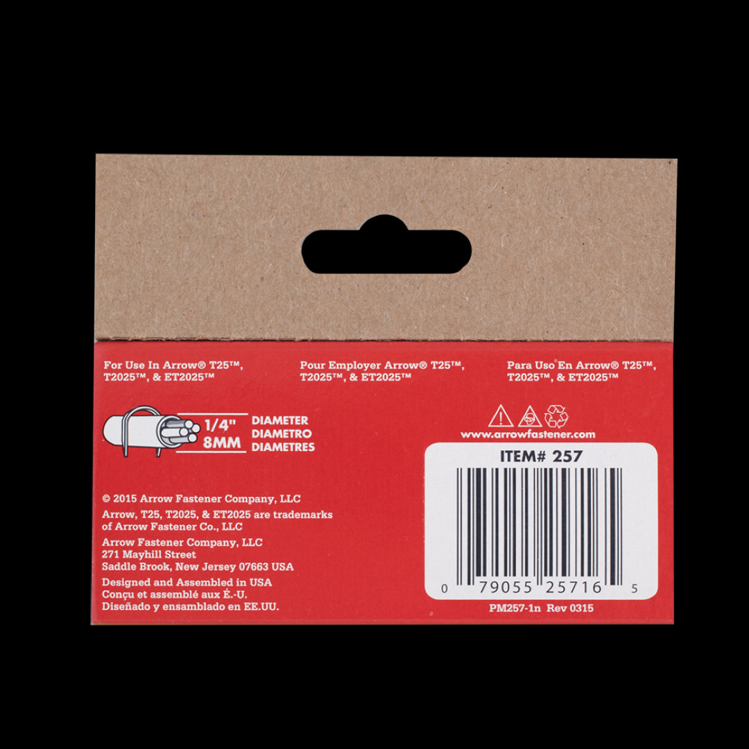 ARROW T25 11mm Staples in heavy-duty steel for securing cables, ideal for professionals and DIY projects. Pack of 1000.