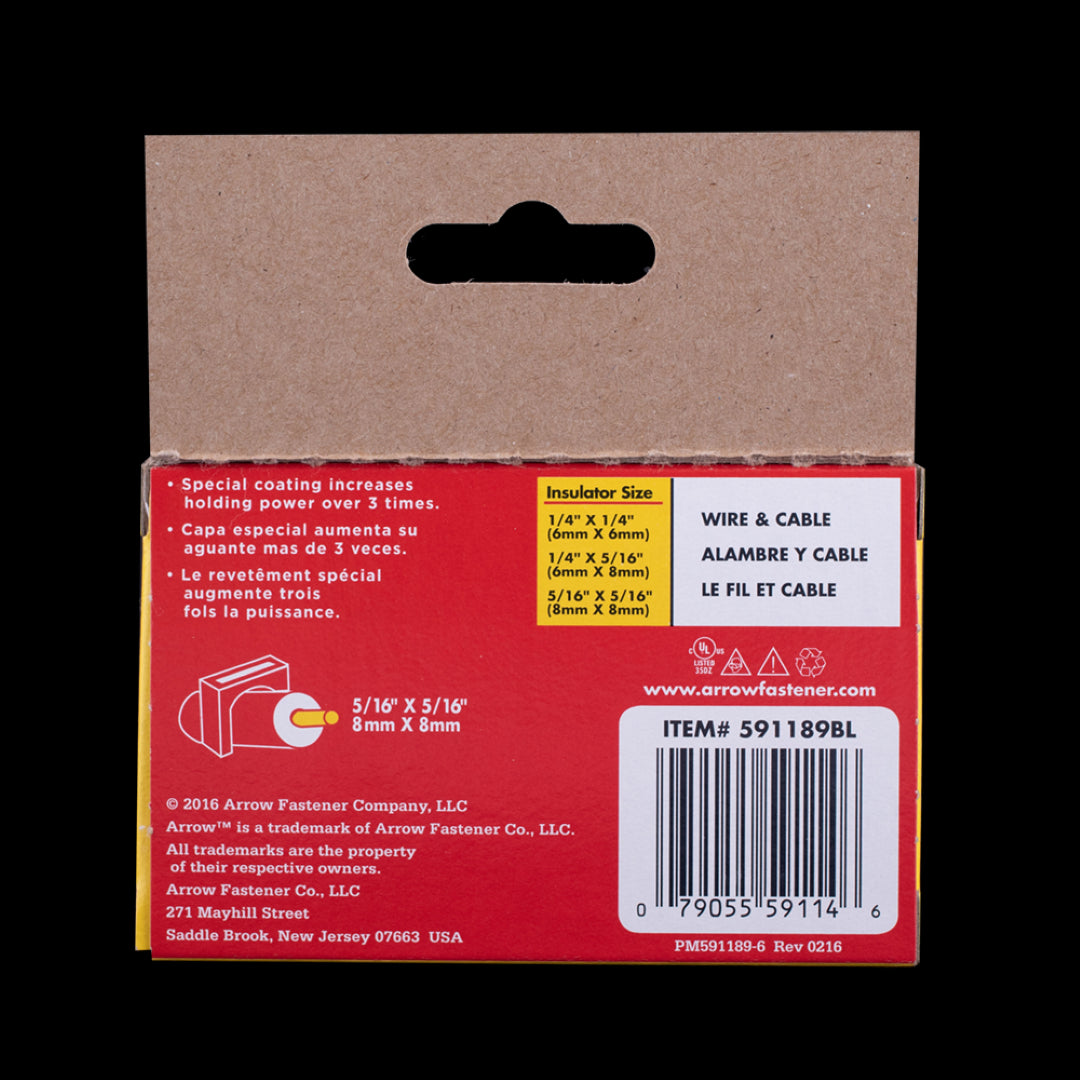ARROW T59 Insulated Black Staples, 8mm x 8mm, for secure cable management and tidy installations. Pack of 300 staples.