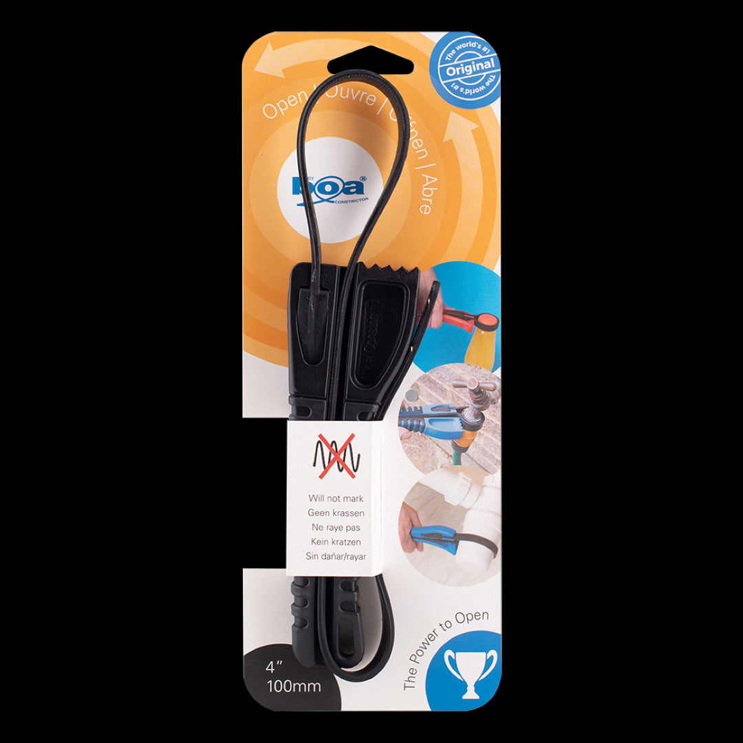 BOA 100mm Constrictor Strap Wrench with soft grip, perfect for sensitive materials and delivering over 2,000 lbs grip strength.