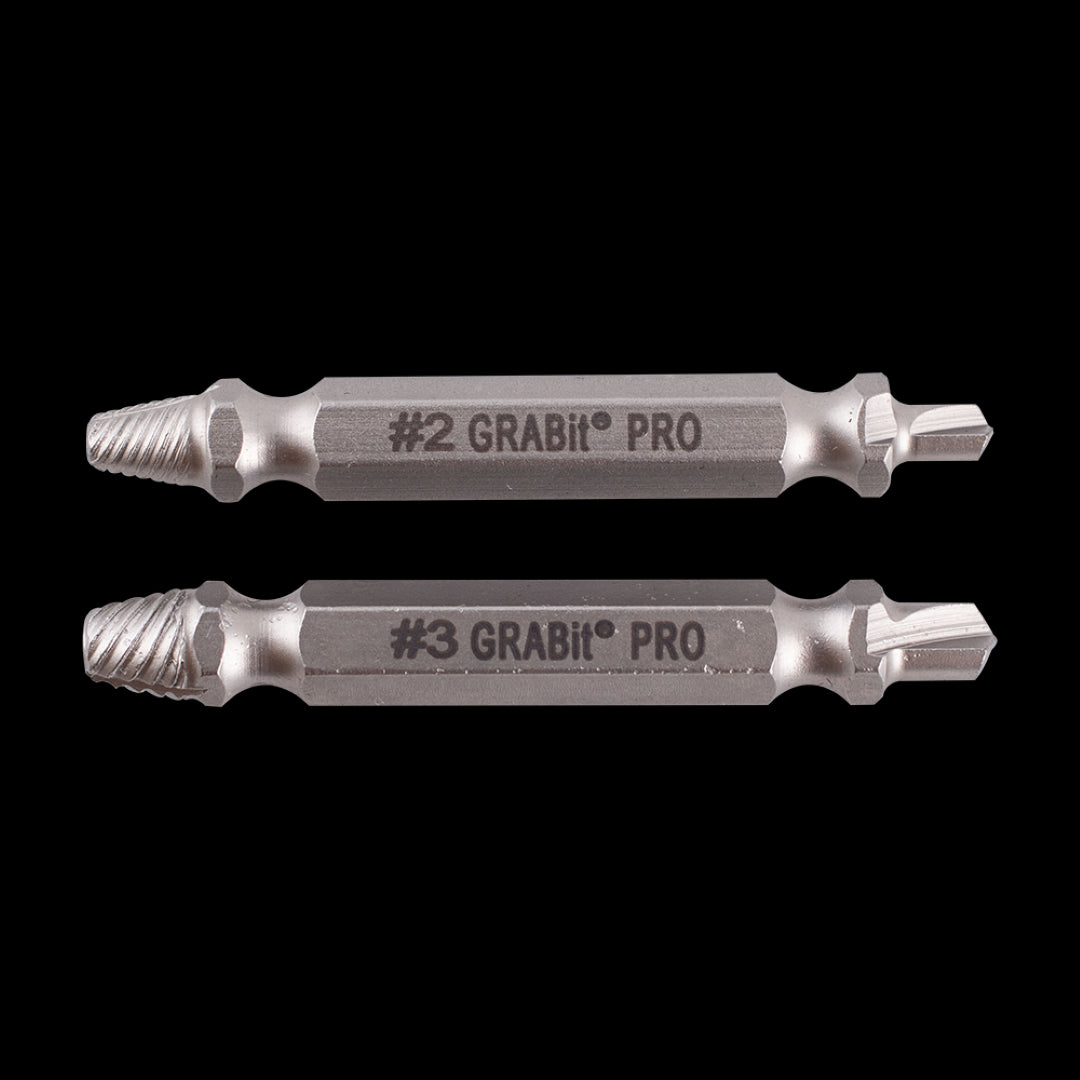 BOA GRABIT® Screw & Bolt Remover Set for easy extraction of damaged screws, made from durable hardened steel, includes sizes #2 and #3.
