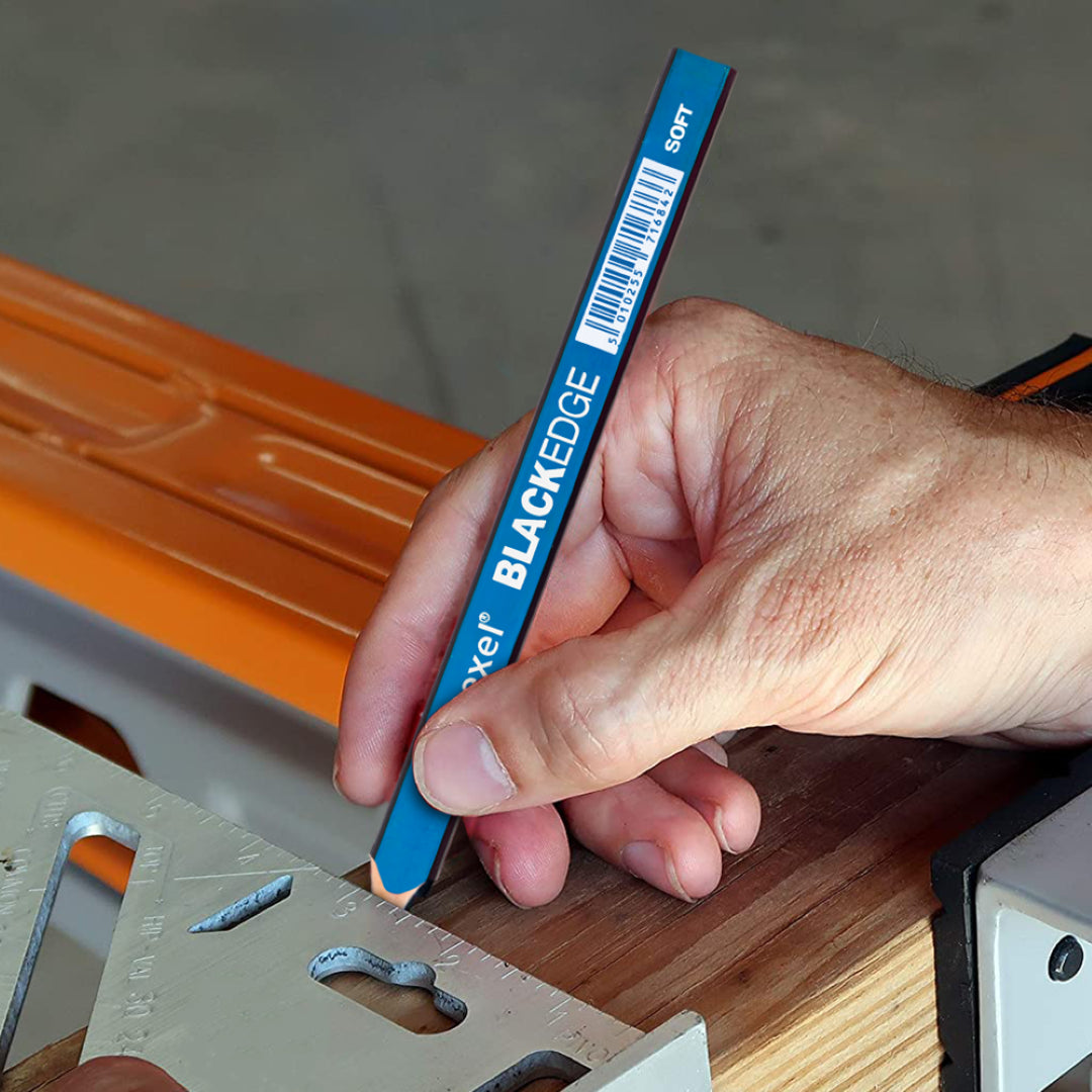 BLACKEDGE Carpenters Pencil in Soft Blue, designed for precise marking with an ergonomic oblong shape for better grip.