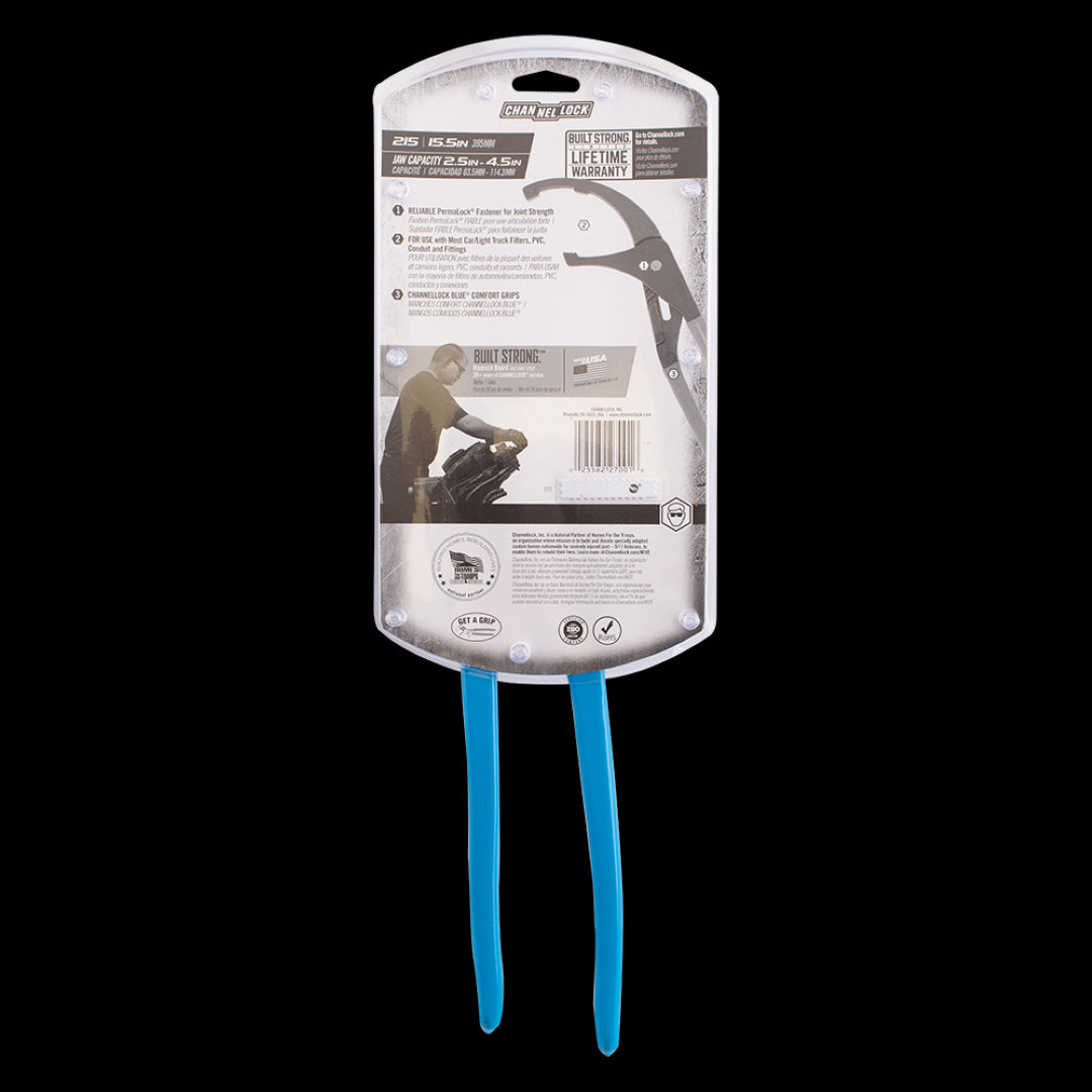 ChannelLock 395mm Oil Filter/PVC Plier with adjustable jaw, rust-resistant, Safe-T-Stop design for safe and efficient use.