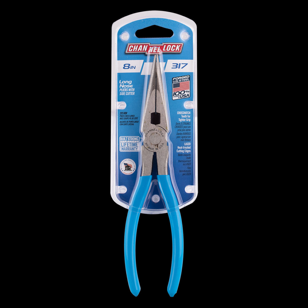 CHANNELLOCK 205mm Long Nose Plier with ergonomic grips, precision nose, and durable, rust-resistant steel for efficient use.
