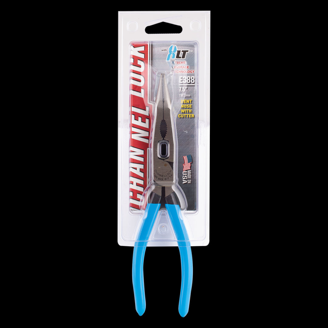 CHANNELLOCK 200mm Bent Long Nose Plier with Xtreme Leverage Technology for easy gripping and cutting in tight spaces.