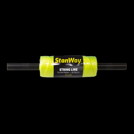 STANWAY 80m fluorescent yellow braided string line, durable, high visibility, UV stabilized, ideal for construction and landscaping.