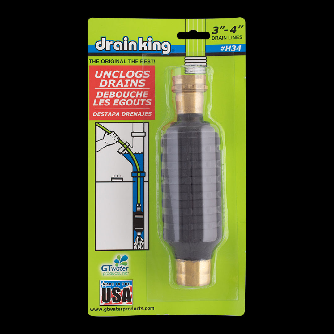 DRAIN KING Drain Cleaning Bladder designed for effective unclogging, expands from 75mm to 100mm for various pipes.