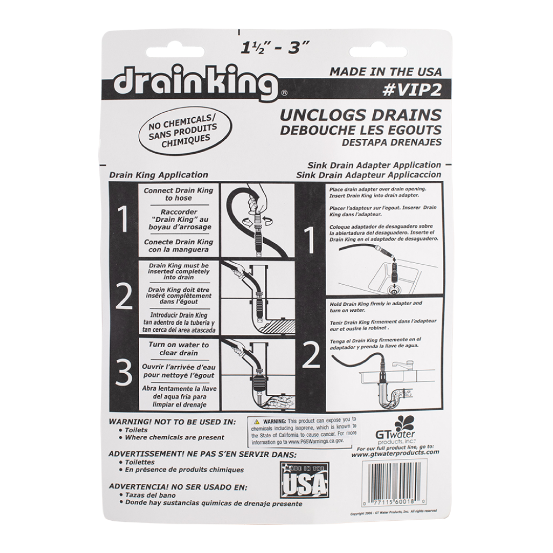 DRAIN KING Water Powered Drain Cleaning Kit (40mm-75mm)