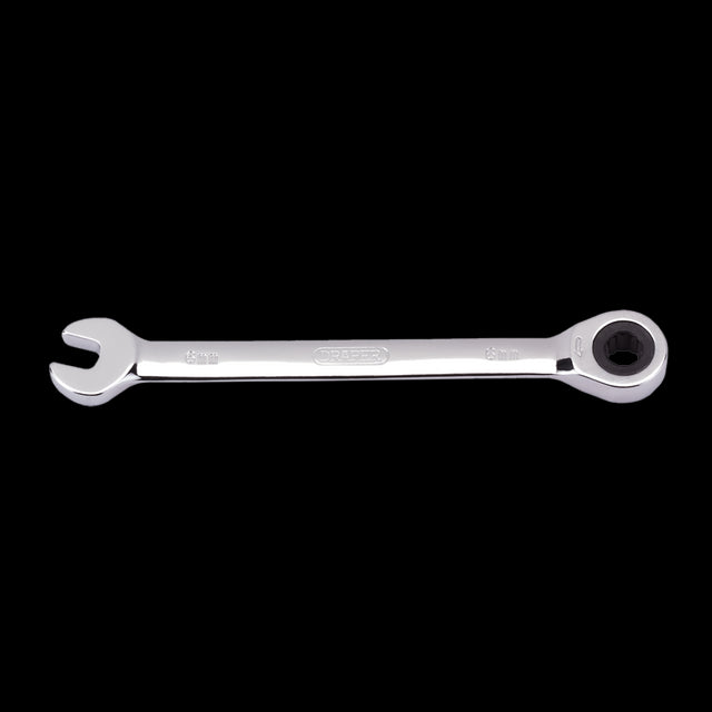 Draper 6mm ratcheting combination spanner, designed for precision with ergonomic grip and durable chrome vanadium steel.