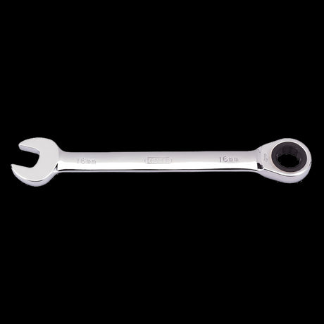 DRAPER 16mm Ratcheting Combination Spanner for fast, efficient tightening and loosening of nuts and bolts in tight spaces.