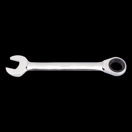 DRAPER 27mm Ratcheting Combination Spanner, durable chrome vanadium steel, ideal for mechanics and DIY projects.