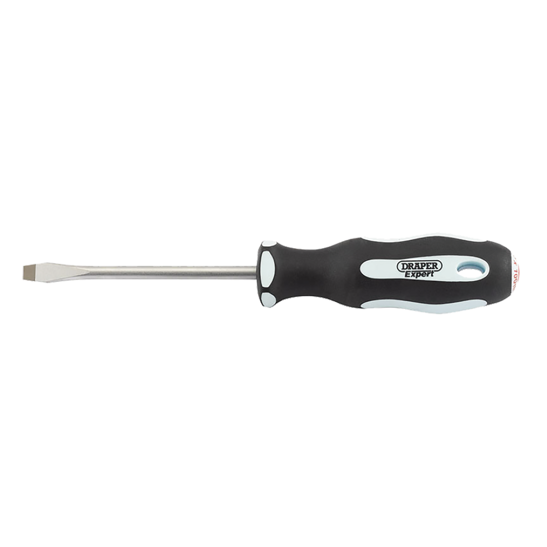 DRAPER Ergo Screwdriver 100mm x 6.5mm with soft-grip handle, hardened blade, and anti-slip tips for precision fastening.