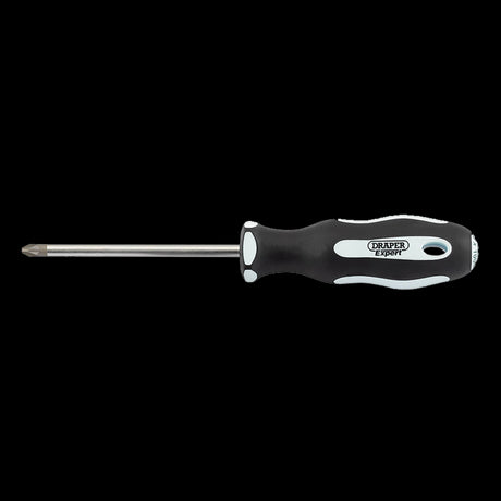 DRAPER Ergo Screwdriver (100mm x PZ2) with ergonomic handle, durable SVCM blade, and sand blasted tips for optimal grip.