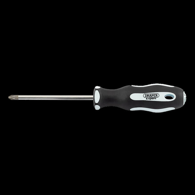 DRAPER Ergo Screwdriver (100mm x PZ2) with ergonomic handle, durable SVCM blade, and sand blasted tips for optimal grip.