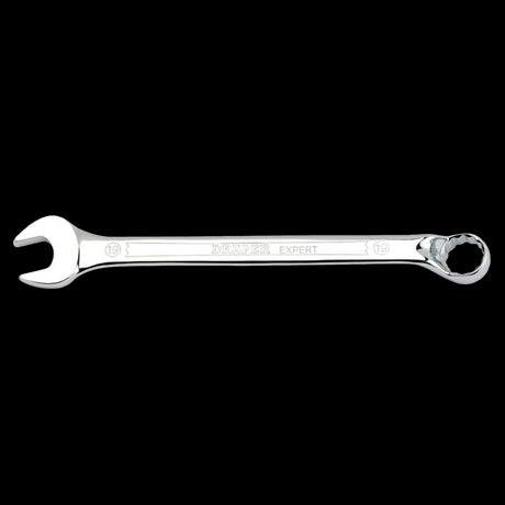 DRAPER 19mm Hi-Torq Ring & Open End Spanner, durable chrome vanadium steel tool for automotive and plumbing tasks.