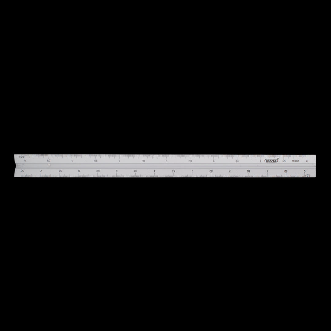 DRAPER 300mm Triangle Scale Rule for precise measurements in drafting, featuring multiple scale graduations for versatile use.