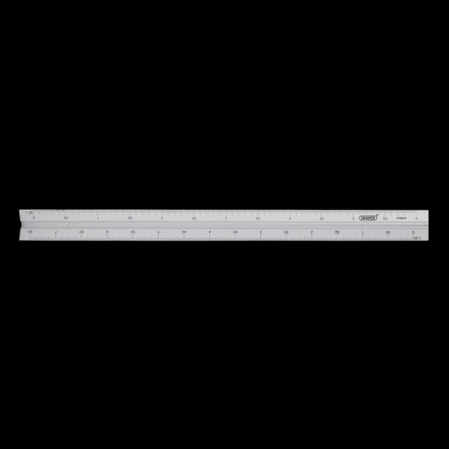 DRAPER 300mm Triangle Scale Rule for precise measurements in drafting, featuring multiple scale graduations for versatile use.