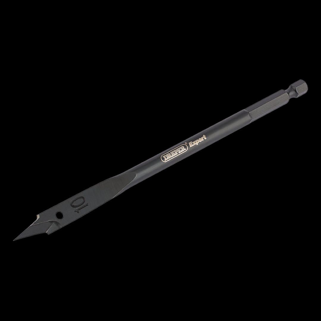 DRAPER Flat Wood Bit (152 x 10mm) with precision ground point for clean, efficient drilling in softwood and hardwood.