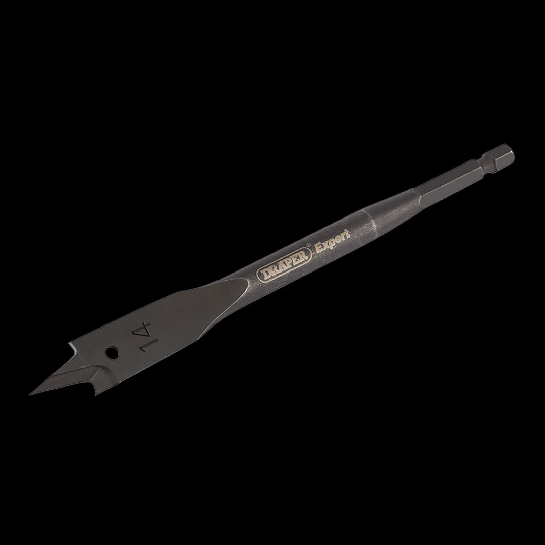 DRAPER Flat Wood Bit 152x14mm for precise wood drilling, featuring a central point and advanced cutting-edge spurs.