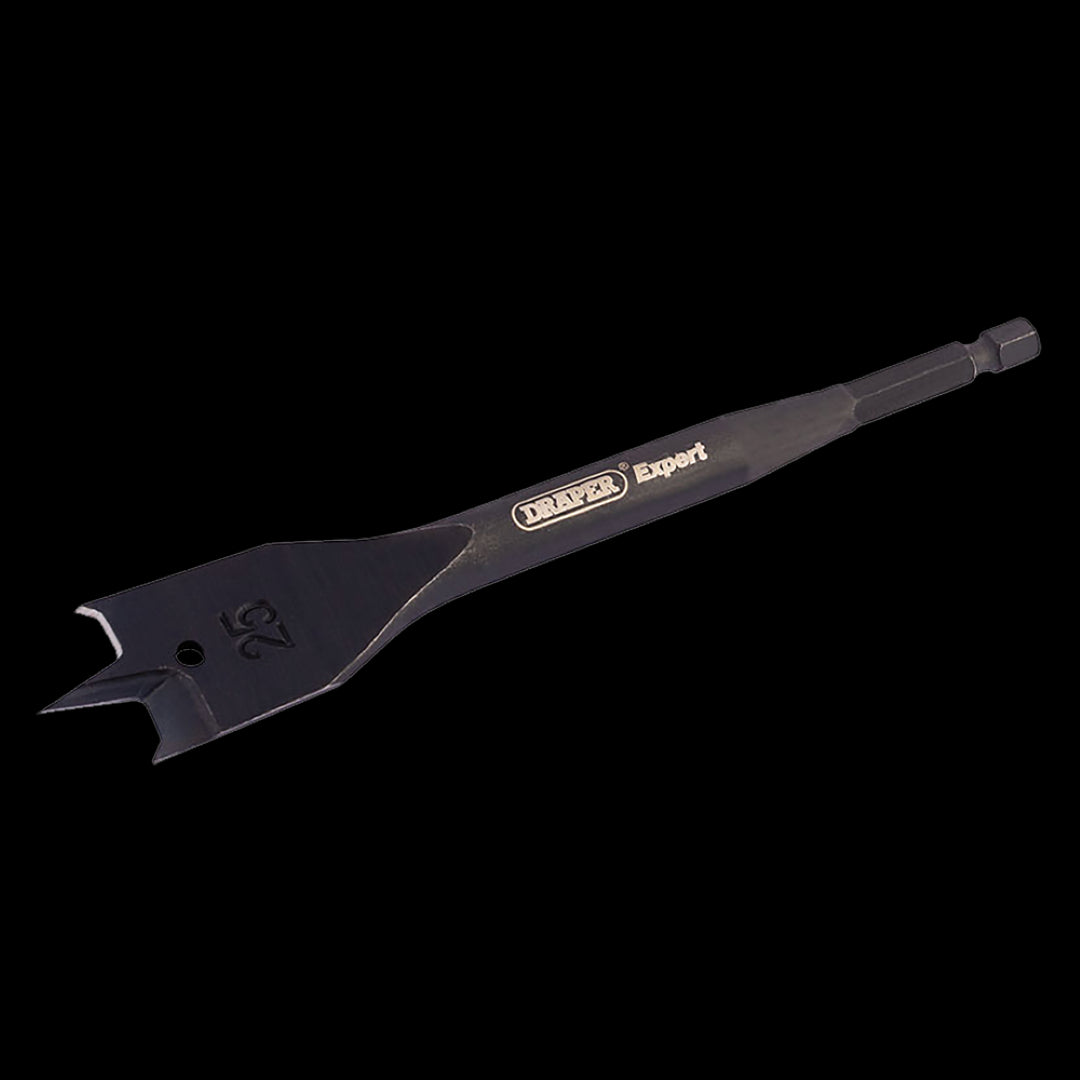DRAPER Flat Wood Bit 152x25mm, ideal for clean drilling in hardwood and softwood with precision-ground central point.
